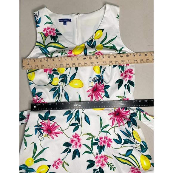 Talbots Dress Womens Size 10 Lively Lemon Floral Fit & Flare Party Guest Midi - Picture 9 of 12